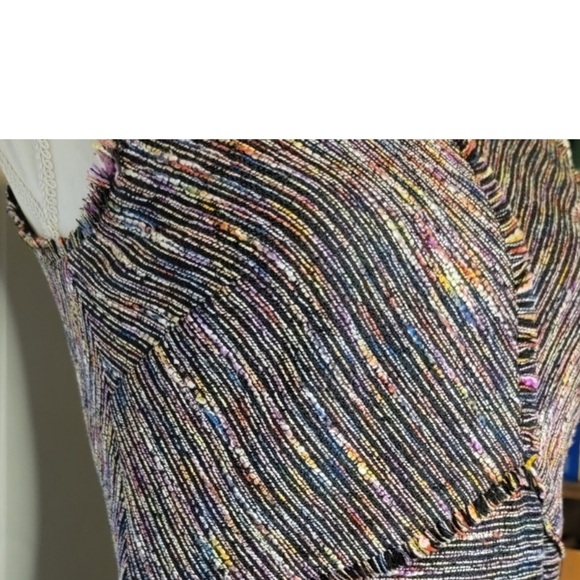 Sam Edelman NWOT Tweed Multicolored Fringe Business Casual Dress 🖤🩷💚💙💜 - Picture 5 of 6